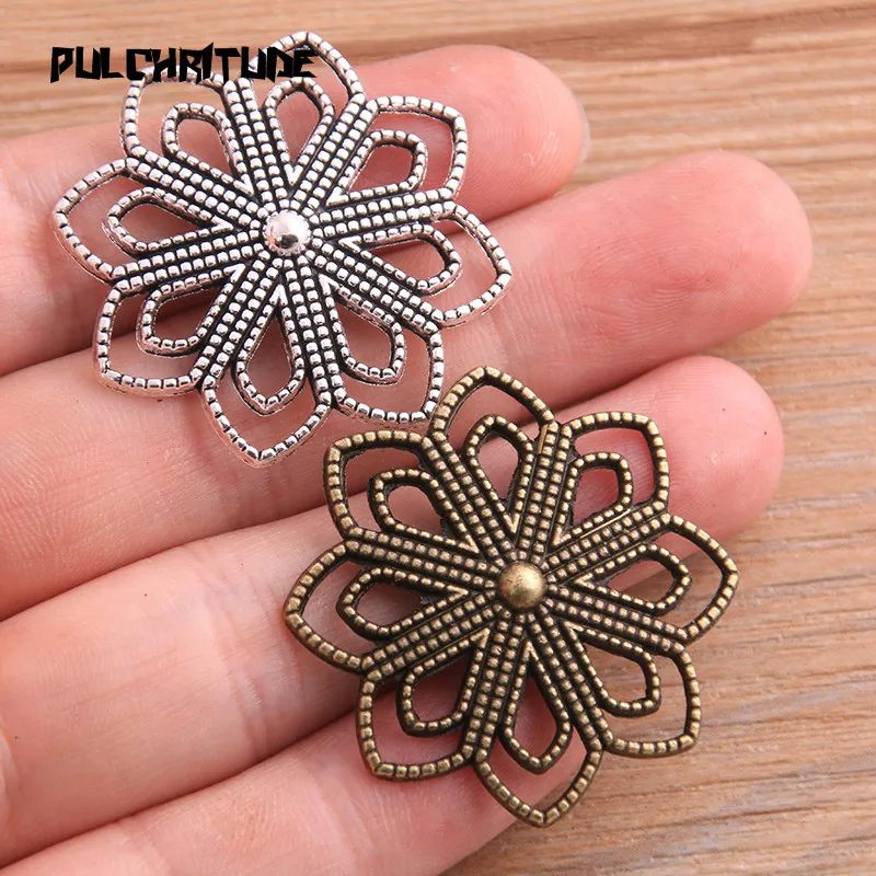 4pcs 34*34mm New Product Two Color Zinc Alloy Hollow Flower Porous Connectors Jewelry Making DIY Handmade Craft