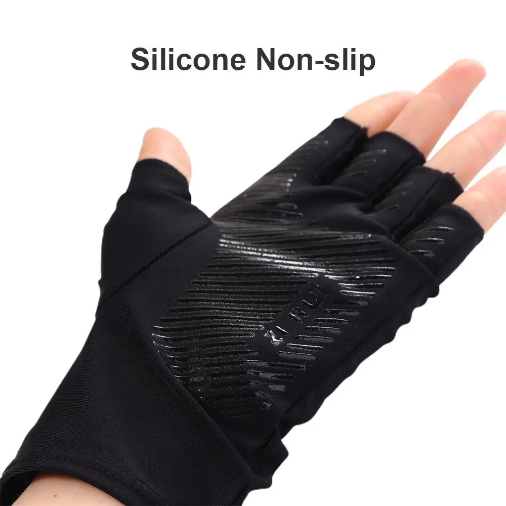 Solid Color Sun Protection Ridding Gloves Silicone Half Finger Gloves Ice Silk Gloves Non-slip Mittens Men Elastic Gloves