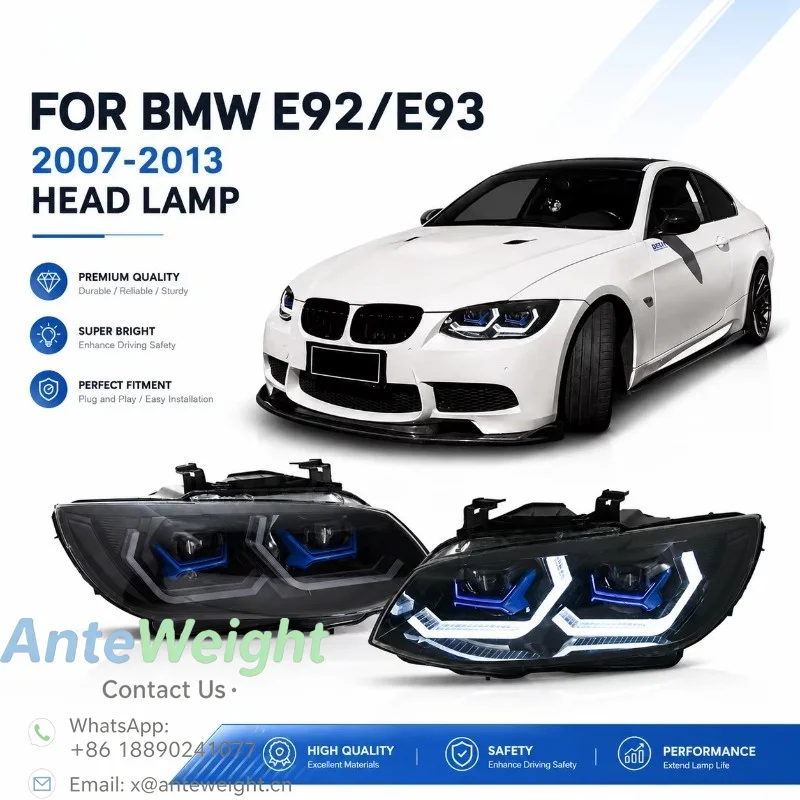 Custom Color E92/E93 Adaptive LED Car Headlight for BMW M3 / 2011 2007 2008 E92 E93 Pre LCI Sedan Coupe Front Headlights