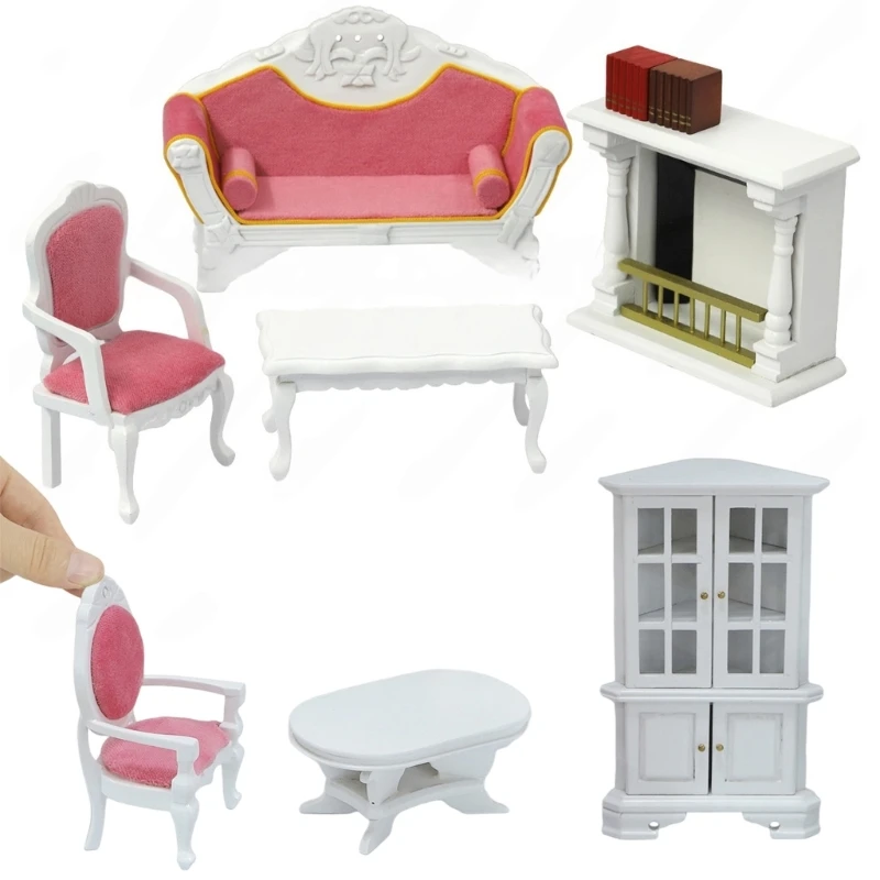 Doll House Living Room Miniature Furniture Model Set For Children Pretend Play 15UB