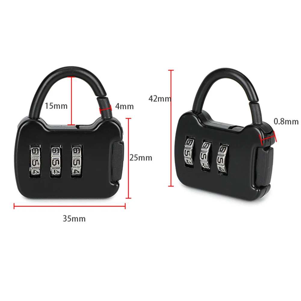 Zinc Alloy 3 Digit Code Combination Password Lock Portable Travel Mini Carrying Luggage Case Backpack Lock Padlock