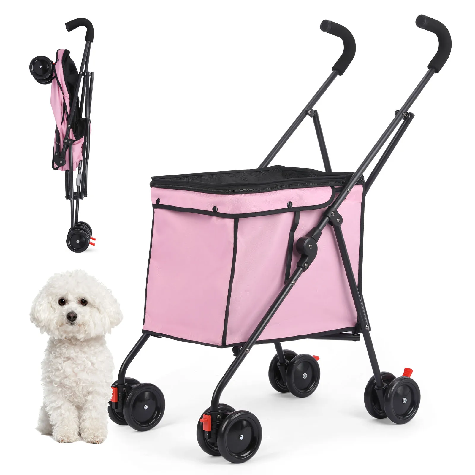 poussette-pour-chien-pliable-4-roues-15-kg-rose-chariot-de-voyage-pour-animaux-de-compagnie-chariot-de-courses
