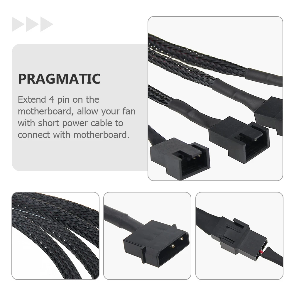2Pcs Fan Splitter Cable Heavy Duty Fan Adapter Extension for Motherboard CPU Cooler Support 3Pin Sleeved Power