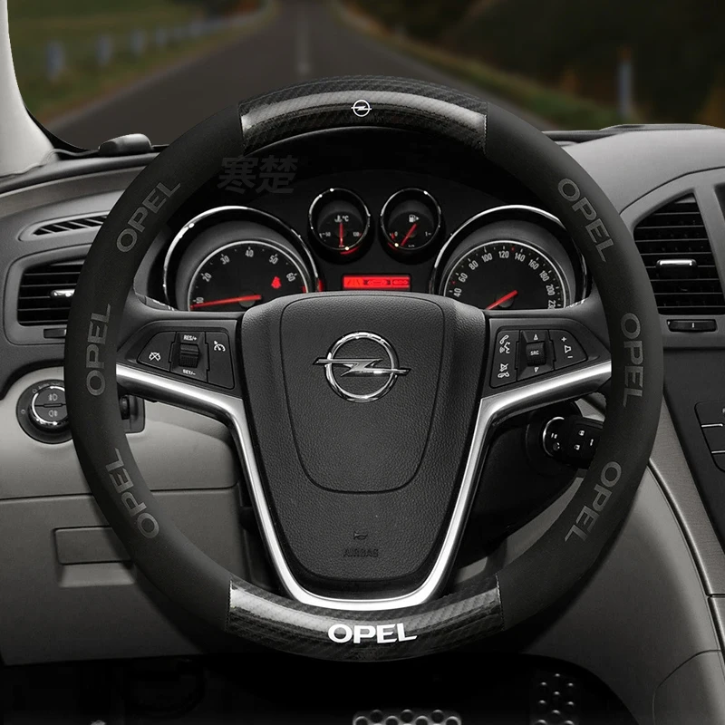 Car Carbon fiber Suede Leather Steering Wheel Cover For Opel OPCline ASTRA CORSA INSIGNIA MOKKA VECTRA GTC Tigra Accessories