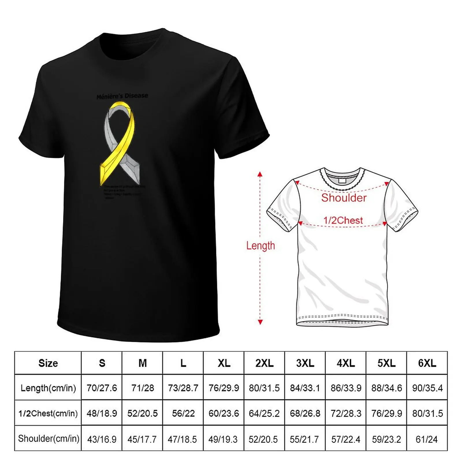 Ménière's Disease Ribbon and Quote T-Shirt Basic Solid Tee for Daily Use