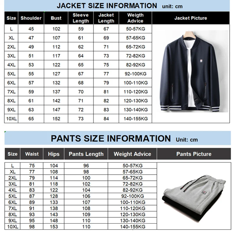 Track Suit 10XL 9XL 7XL 2 Piece Pcs Waffle Set Men Bomber Jacket Spring Autumn Casual Sport Plus Size Coat Jogger Pants Clothes