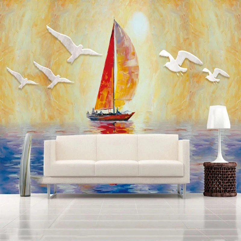 MU8238 Creative Green Plant Leaves Mural Wallpaper Living Room Bedroom TV Background Wall Home Decor 3D Wall Covering Fresco