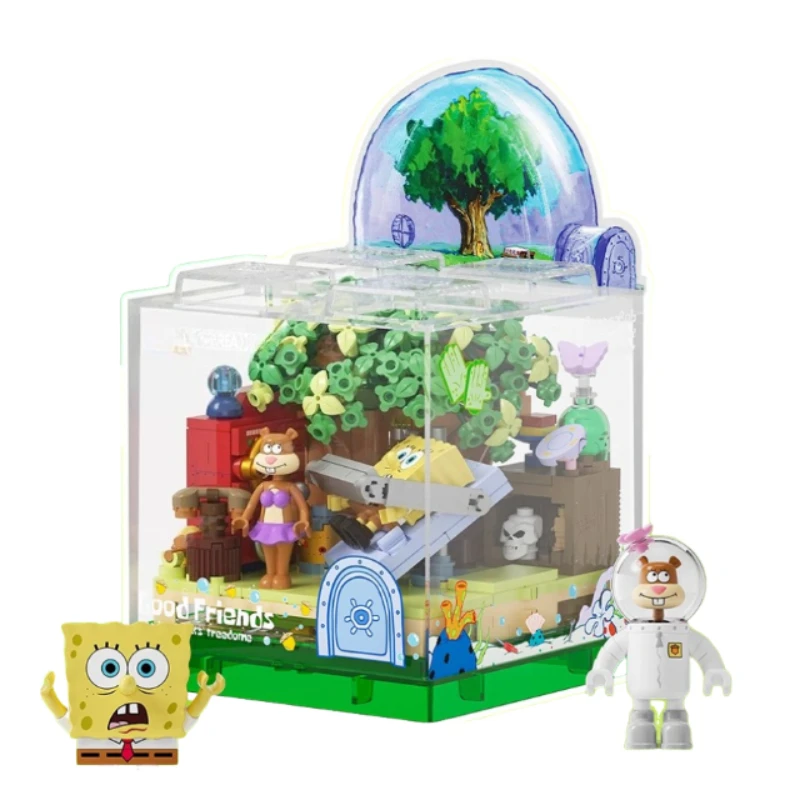 셈보 스폰지밥 파인애플 하우스 블록 창의력 퍼즐 수제 조립식 레스토랑 트렌디 장난감 모델 장식품 선물