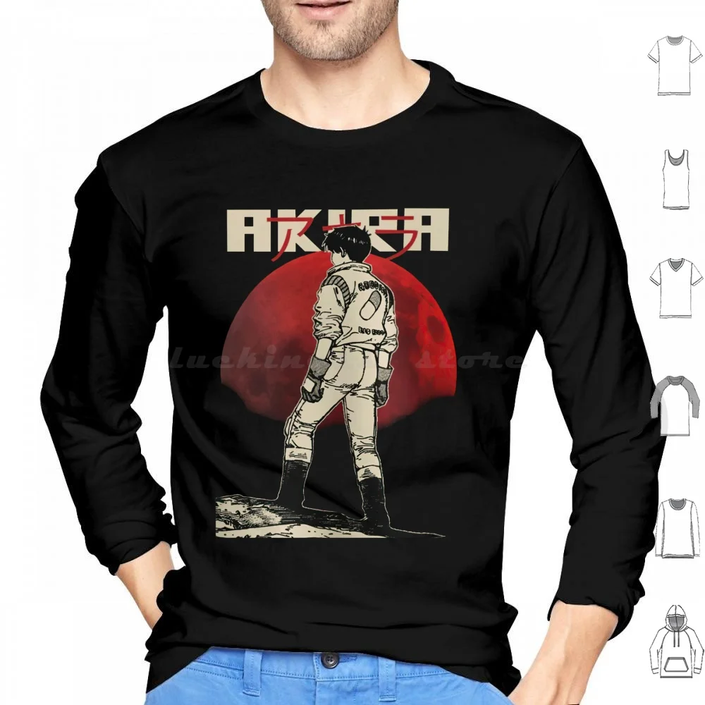 Akira Anime Japón Luna Roja Sudadera con capucha de algodón de manga larga Bloody Akira Manga Anime Japón Katsuhiro Ōtomo Comics Blood Comic