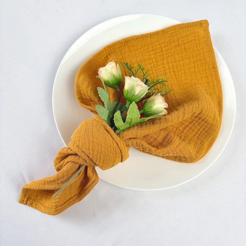 

set of 4 Cloth Napkins Gauze Washable Cotton 16X16Inches for Wedding Baby Shower Bridal Shower Dinner Tea Party Easter Decorat