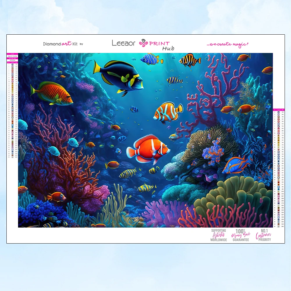 The Underwater World Diamond Painting Fish And Coral Colorful Full Rhinestone Mosaic Embroidery Cross Stitch Kit Home Decor Gift