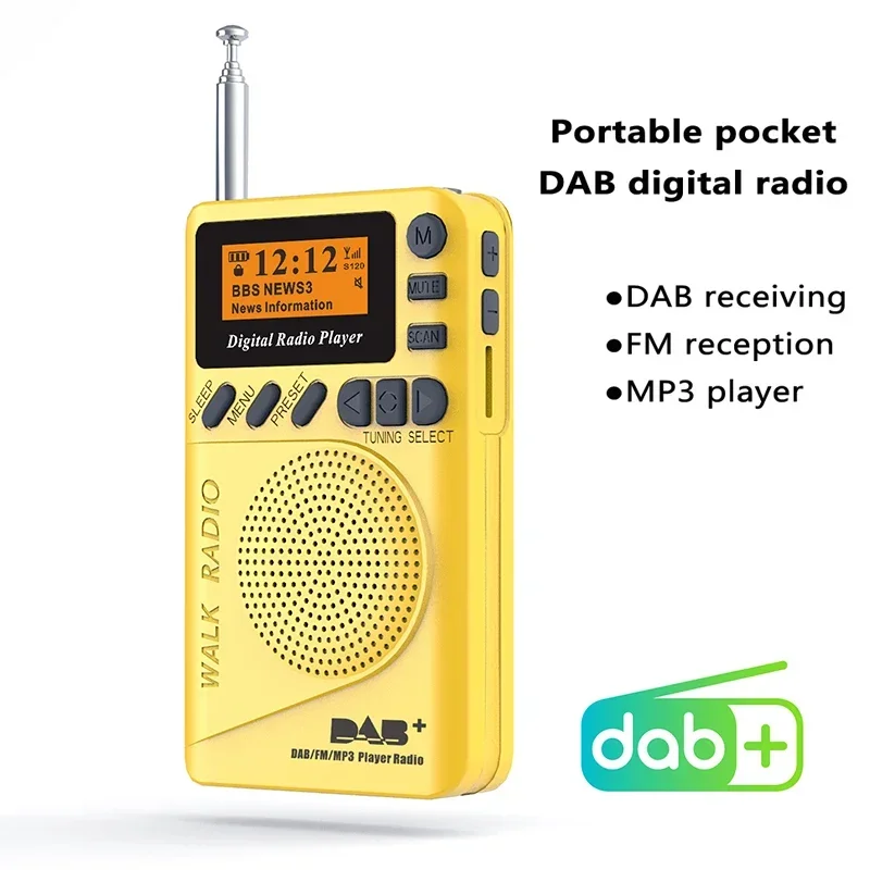 Portable DAB/DAB + Digital FM Radio Receiver Speaker LCD Display Support TF MP3 Playback Radio Speaker with Rechargeable Battery