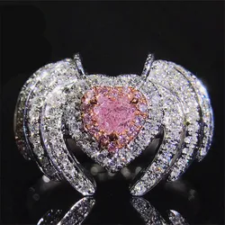 Angle Wings High Carbon Diamond Ring 925 Sterling Silver Engagement Wedding Rings for Women Bridal Anniversary Jewelry Gift