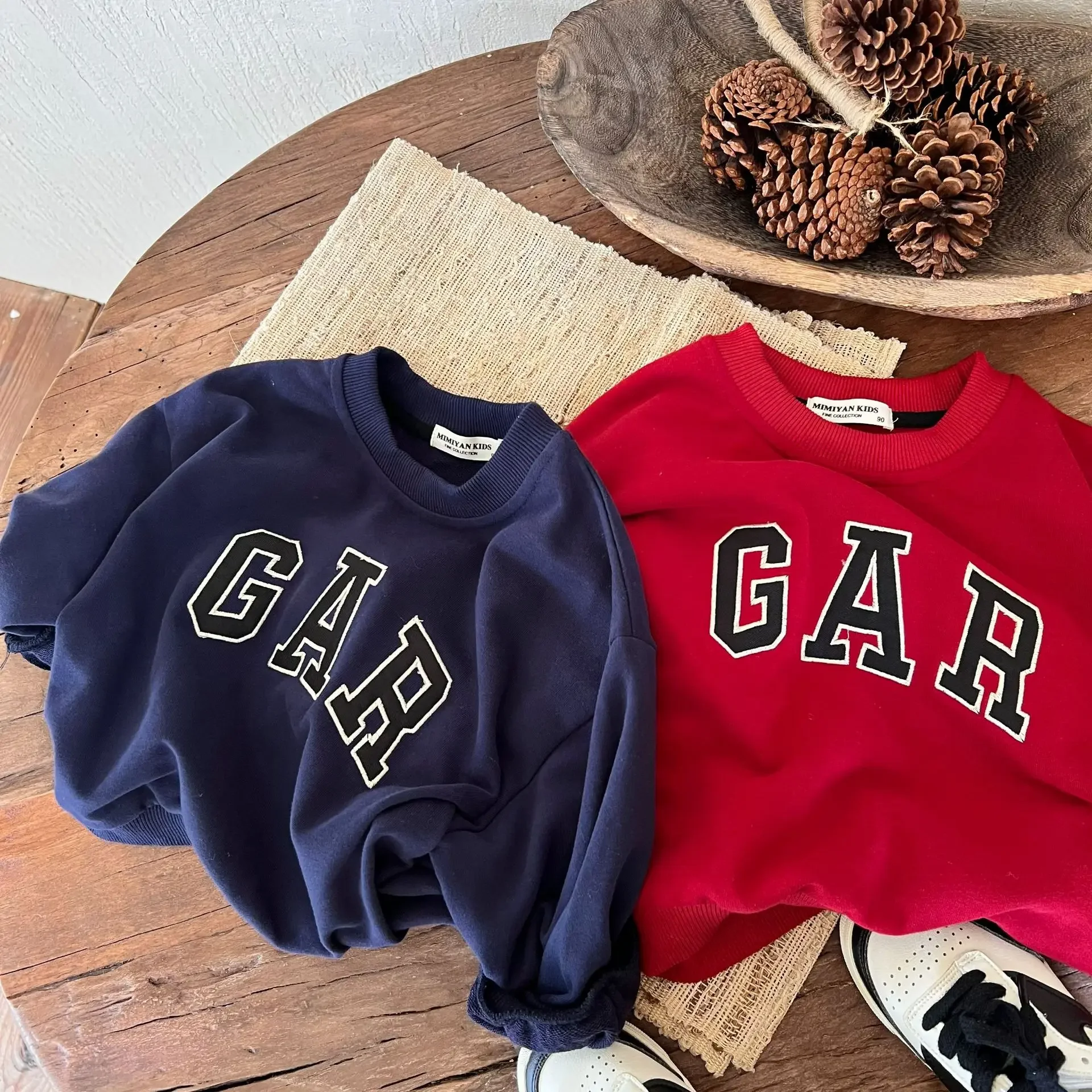 Children's Sweater 2024 Autumn  Boys and Girls Embroidered Large Letter Sweater Baby round Neck Casual Wear Online Red Fashion