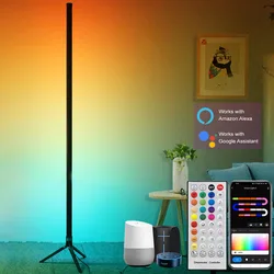 120cm Smart Bluetooth WiFi Control Tripod Floor Lamp Dimmable RGB LED Ambient Lamp for Bedroom Study Living Room Christmas Decor