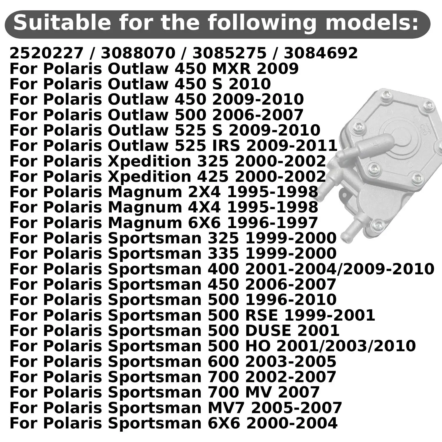 Motorcycle Electric Fuel Pump For Polaris Outlaw 450 2009-2010 500 MXR S IRS Xpedition 325 425 Magnum 2X4 4X4 6X6 2520227 Parts - view 2