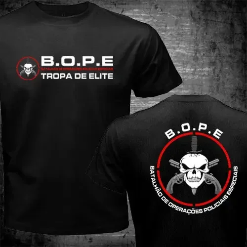 BOPE البرازيل وحدة خاصة Tropa De Elite Forces دلتا الرجال تي شيرت قصير الأكمام عادية القطن س الرقبة قمصان صيفية