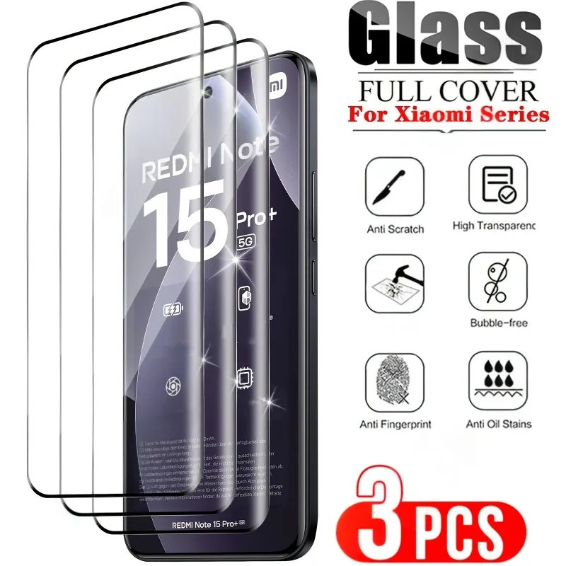 3 Stück Displayschutzfolie für Redmi Note 15 14 Pro Pro+ Plus Smart HD Clear Fingerprint Unlocking Protective