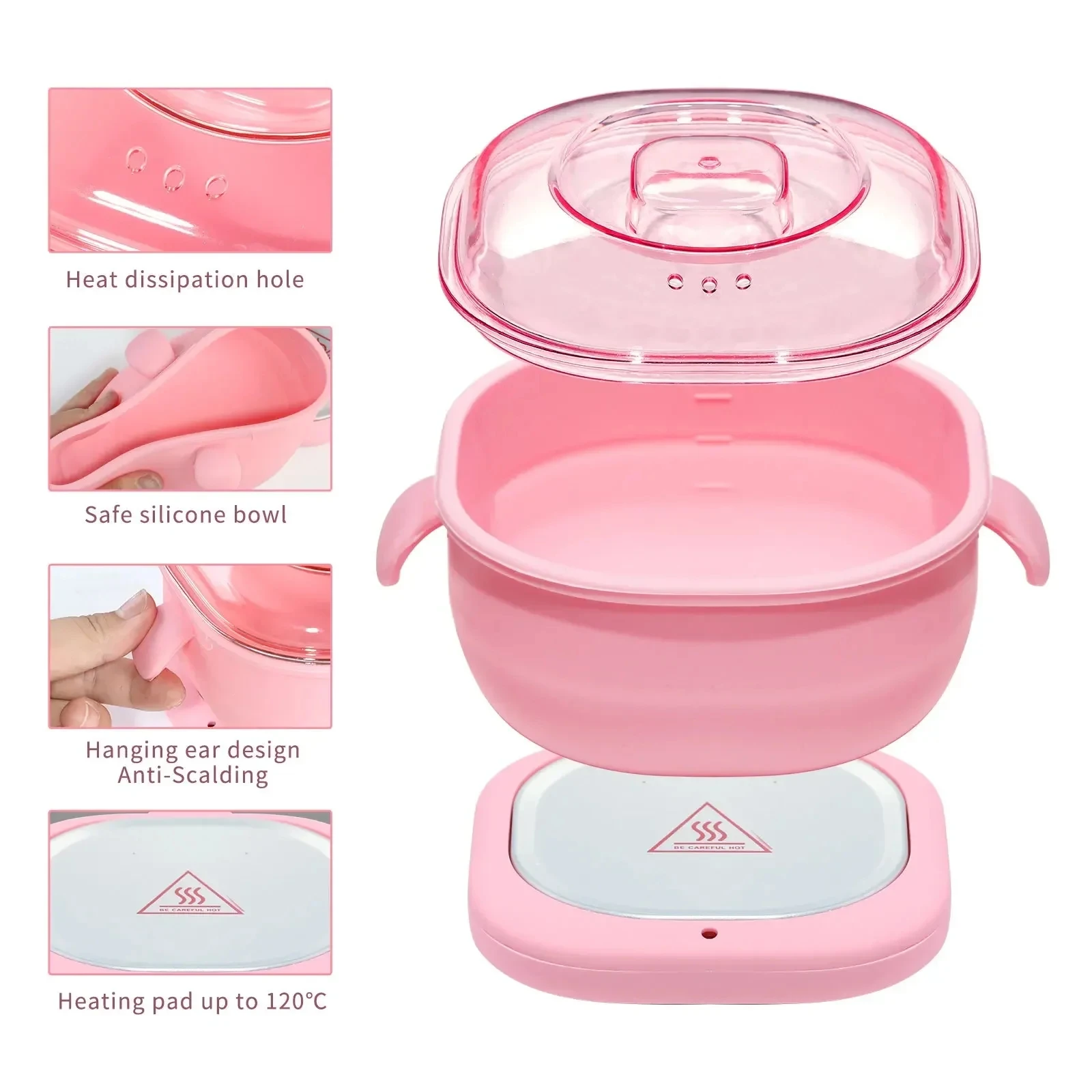 Foldable Depilator Wax Heater Silicone Wax Pot Heating Melting Wax Bean Non-Stick Pan Easy to Clean Beauty Care