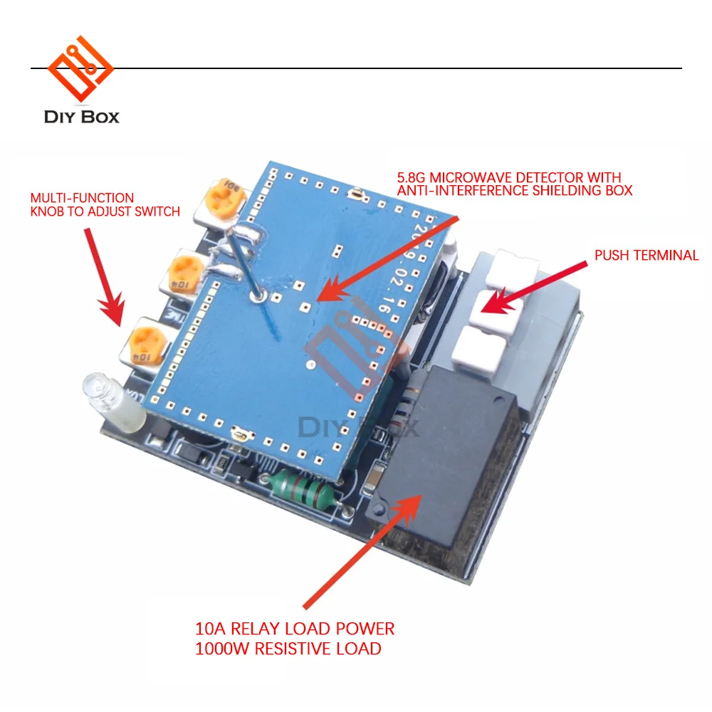 AC 220V 5.8GHz Microwave Radar Sensor Switch Human Body Motion Induction Sensor for LED Light Sensors Switches