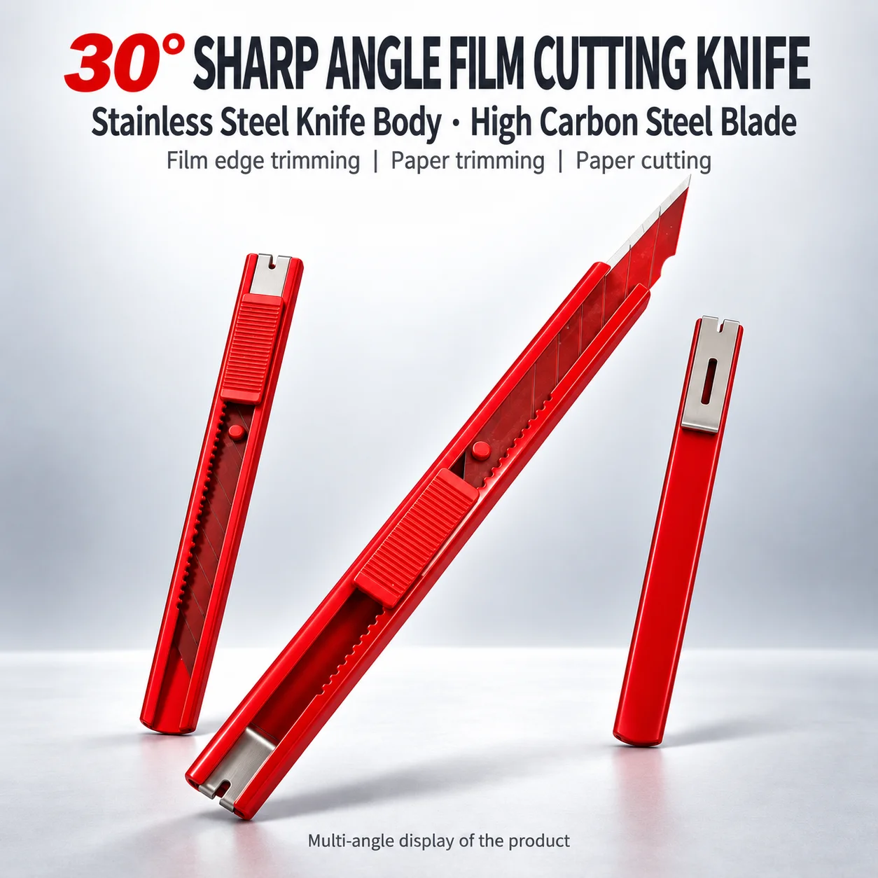 KUNAISI 30 Degree Precision Utility Knife Stainless Steel Snap Off Cutter for Vinyl Wrap PPF Window Tint Craft Cutting Tool