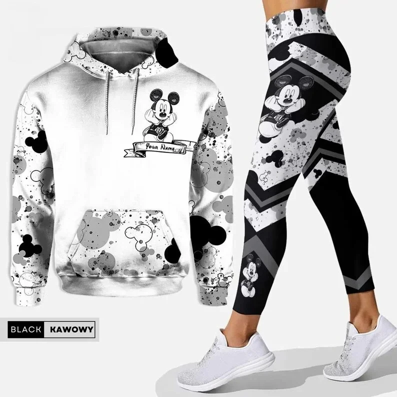 Disney-conjunto deportivo de Mickey Mouse para mujer, Sudadera con capucha y pantalones de Yoga, ropa deportiva de moda, novedad de 2024