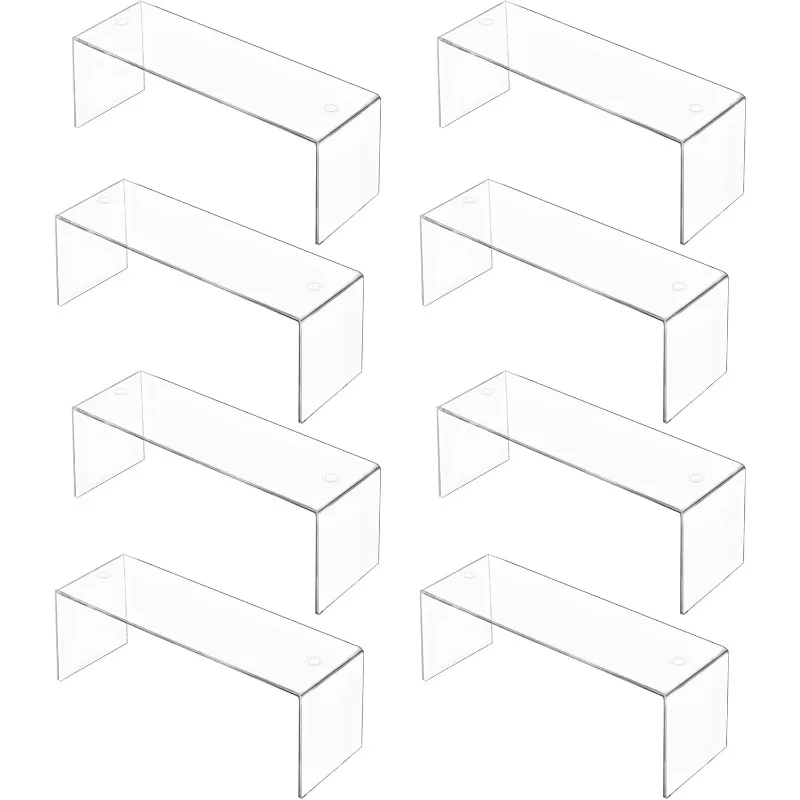 

8 Packs Cabinet Organizer Shelf, Acrylic Kitchen Cabinet Shelves, Shelf Riser for Dishes, Spices, Soda Cans and Bottles（12.4 x 4