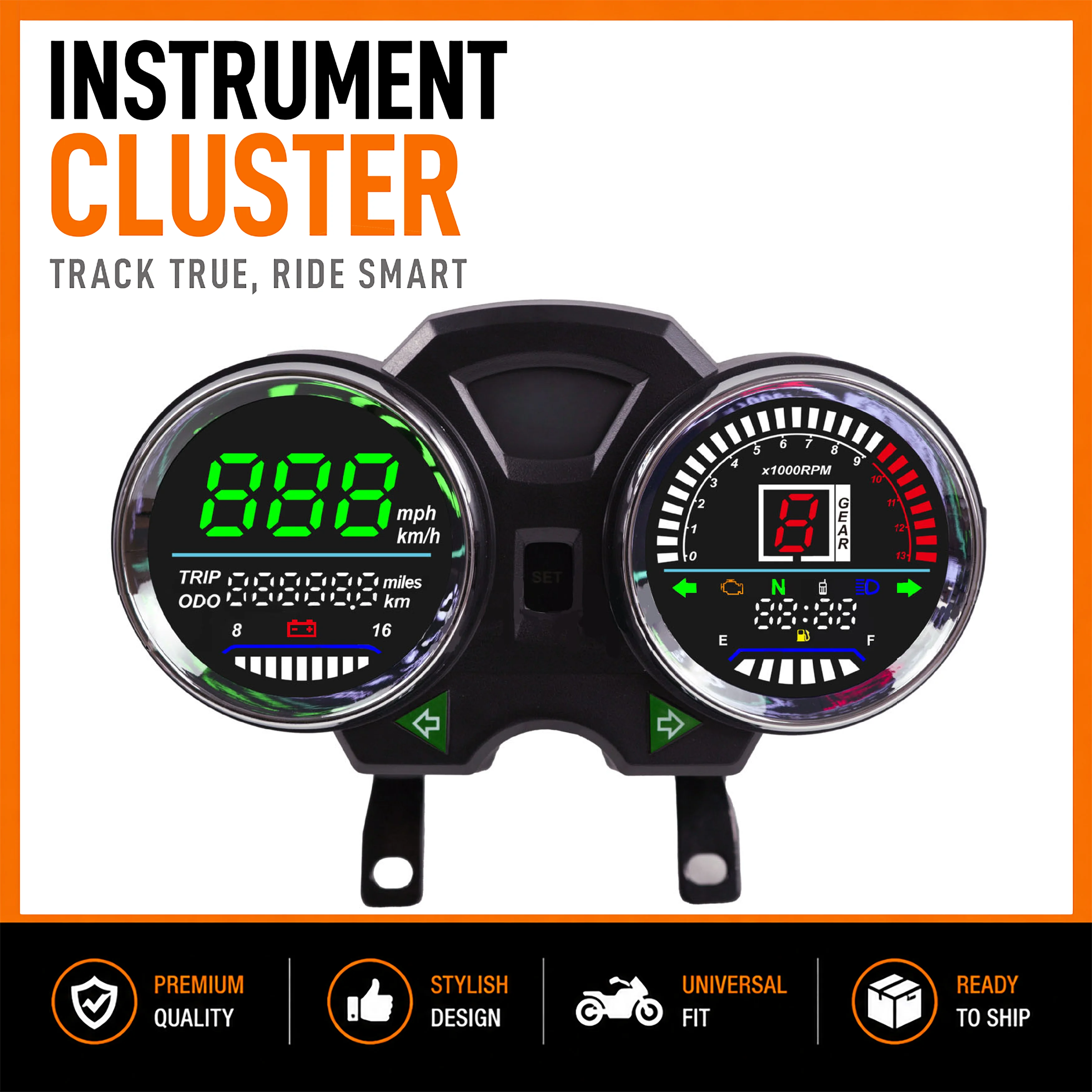 Motorcycle Digital LED Display Dashboard Speedometer Odometer 1-6Gear Tachometer 0-13,000 RPM For GN125 GN150 125cc 150cc