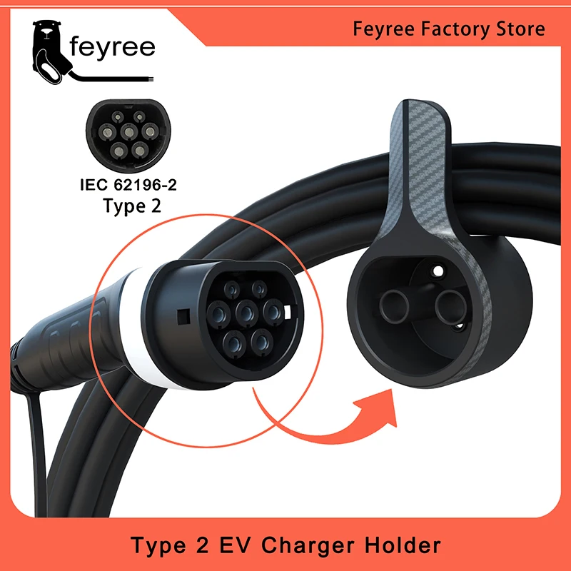 feyree EV Charger Holder Holster Dock For Electric Vehicle Type 2 Charging Cable Extra Protection Leading Wallbox