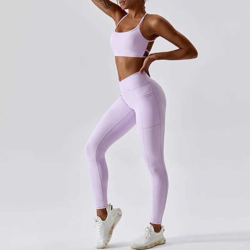 Sexy Cross Sports Set Women Tracksuit Yoga Set Gym Set Woman 2Pcs Sports Bra Fitness Women High Waist Leggings Workout Shorts