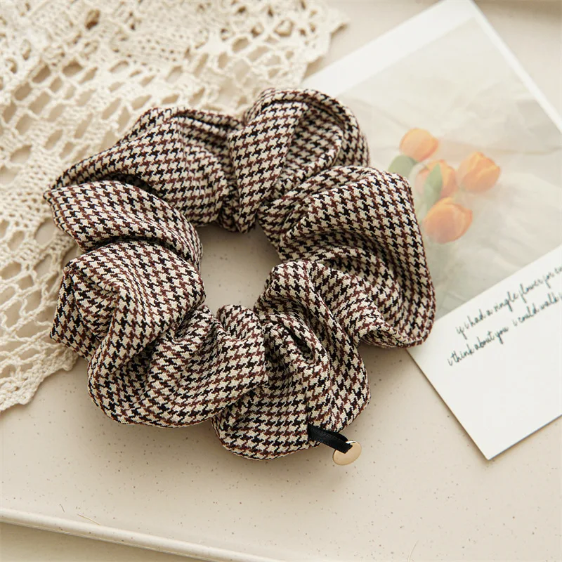 Nowe wzory marki anglia style Vintage Schrunchies Houndstooth gumki do włosów dla kobiet kucyk fryzury Chouchous