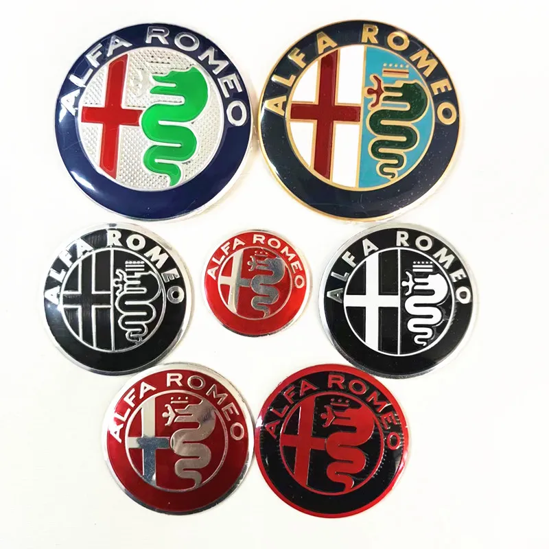 

7 шт. для Alfa Romeo, эмблема автомобиля, колпачки на колеса, передний значок на капот, задний багажник, наклейка на руль, Стайлинг 2x74 мм, 1x40 мм 4x50 мм,
