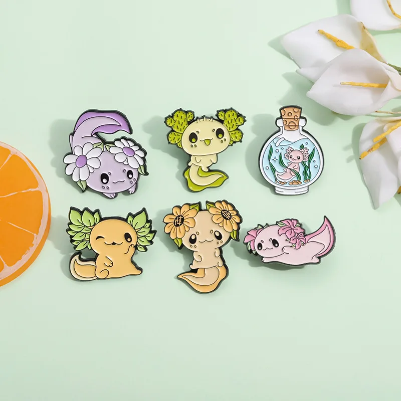 3-10 teile/satz Nette Marine Kreaturen Sammlung Emaille Pins Axolotl Haie Cartoon Tier Brosche Revers Abzeichen Schmuck Geschenke für Kinder – Detail 12