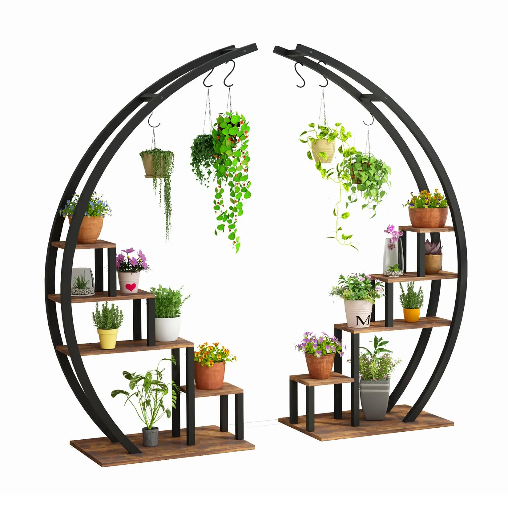 Plant Stand Indoor Outdoor, 2 Pack 5 Tier Heavy Duty Metal Plant Shelf, 56