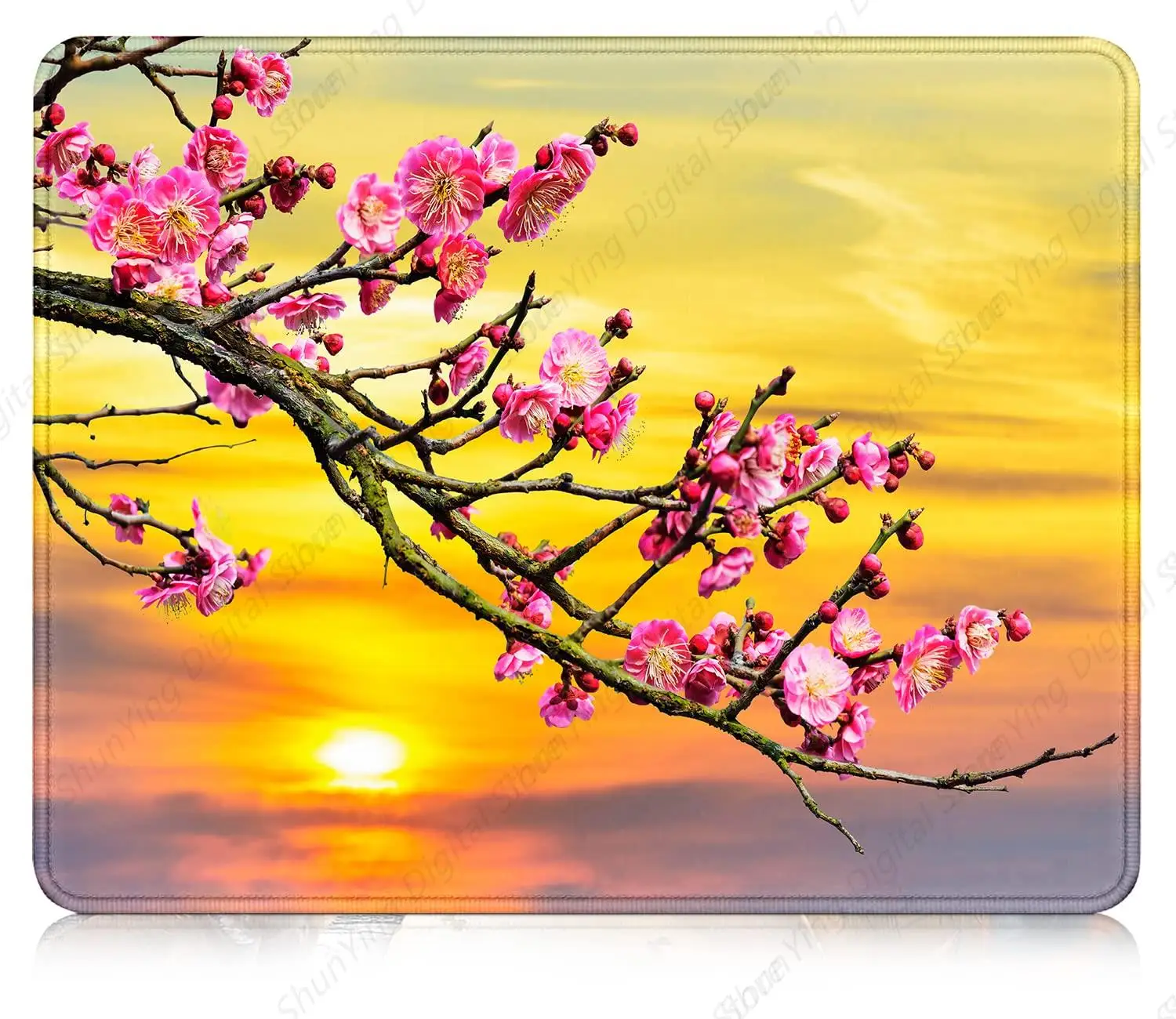 

Sunset Peach Blossom Pattern Mouse Pad Anti Slip Rubber Gaming Mouse Pad Suitable For Laptops Computers And Offices 25*30cm