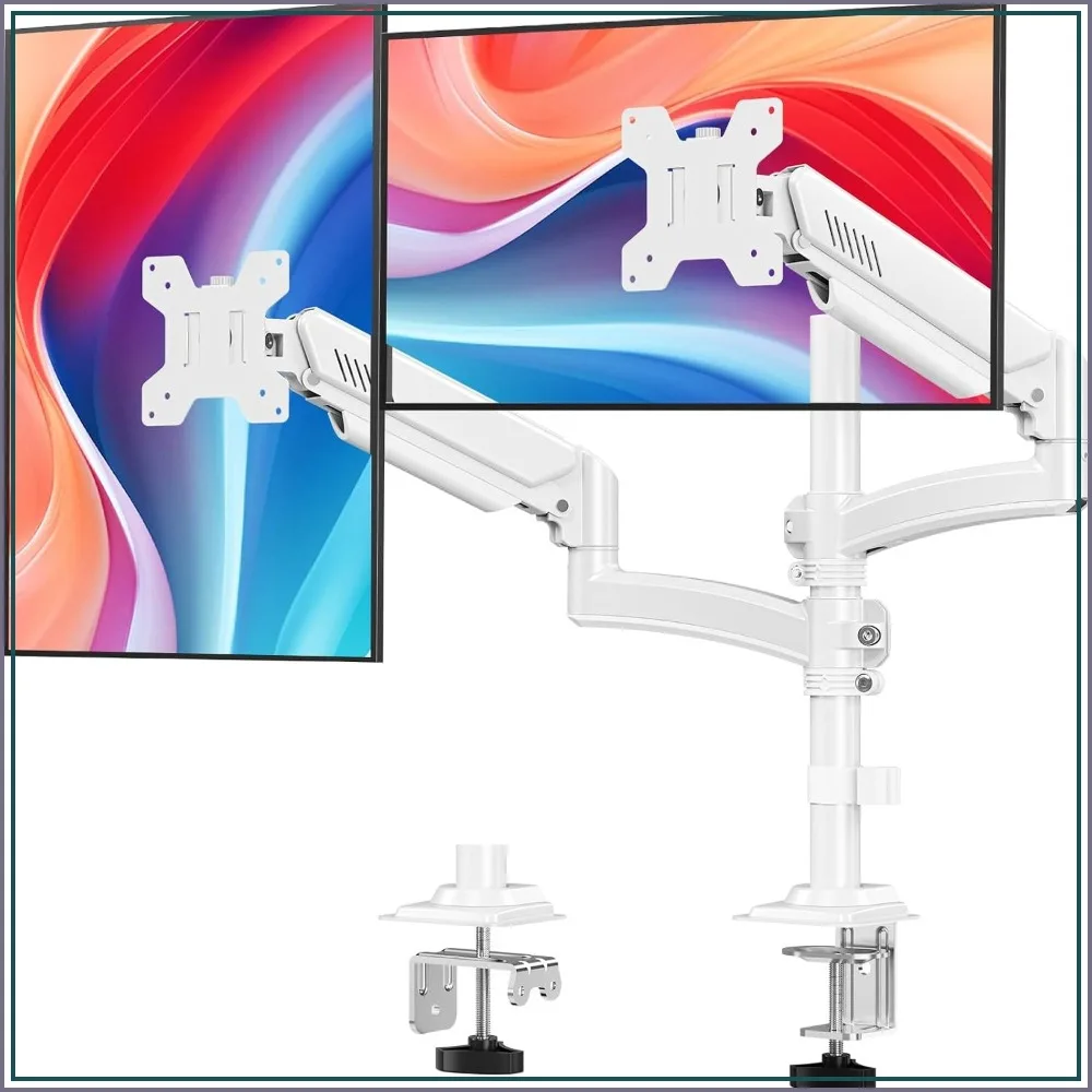 Dual Monitor Stand for 2 Screens up to 32 inch, Vertical Stacked, Full Motion, Each Arm Holds 4.4-22lbs, VESA 75/100mm