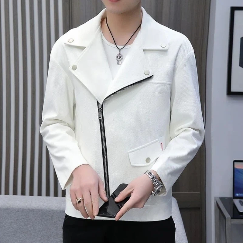 سترات بدلة رجالية ملابس بيضاء أصلية شهم جديد في معطف بسيط عتيق ملابس الربيع الصدر مع سترة رجالية بسحاب #5