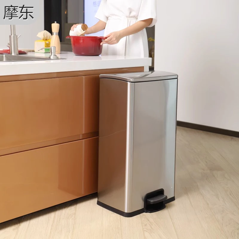 

Ножная педаль из нержавеющей стали, бытовой мусорный бак, большая емкость, легкая роскошная кухонная педаль со специальной крышкой, Papelera, товары для дома