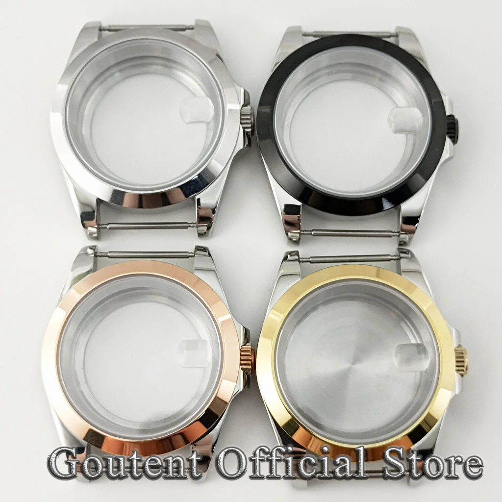 

Goutent 39mm Silver Black Gold Men's Sapphire Watch Case Fit NH34 NH35 NH36 ETA 2824 PT5000 ST2130 Movement