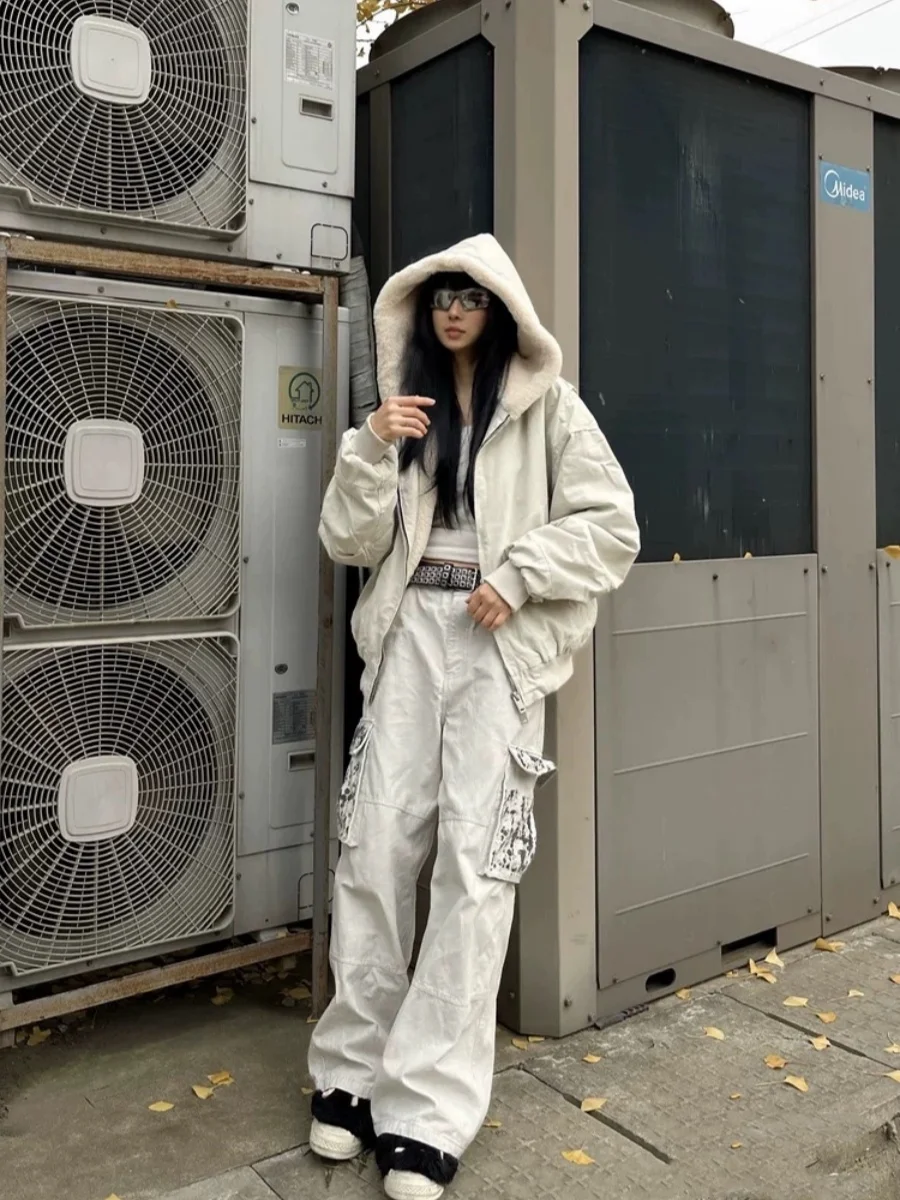 

Куртка из овечьей шерсти, женское зимнее пальто, камуфляжное пальто в стиле милитари с принтом, дизайн, скрывающая, смешивающая, армейская, военно-морская, безопасность