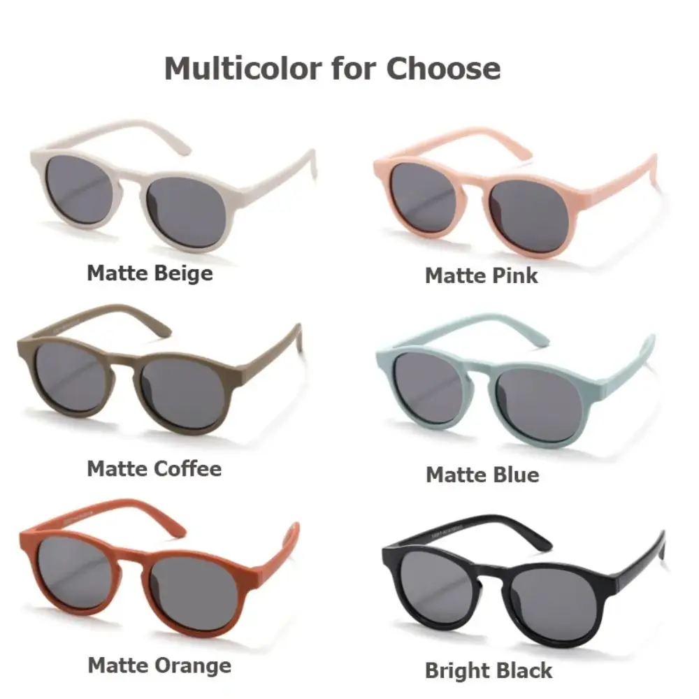 

Round Frame Kid's Sunglasses Safety Goggles with Adjustable Strap Baby Sunglasses Flexible Silicone Unbreakable