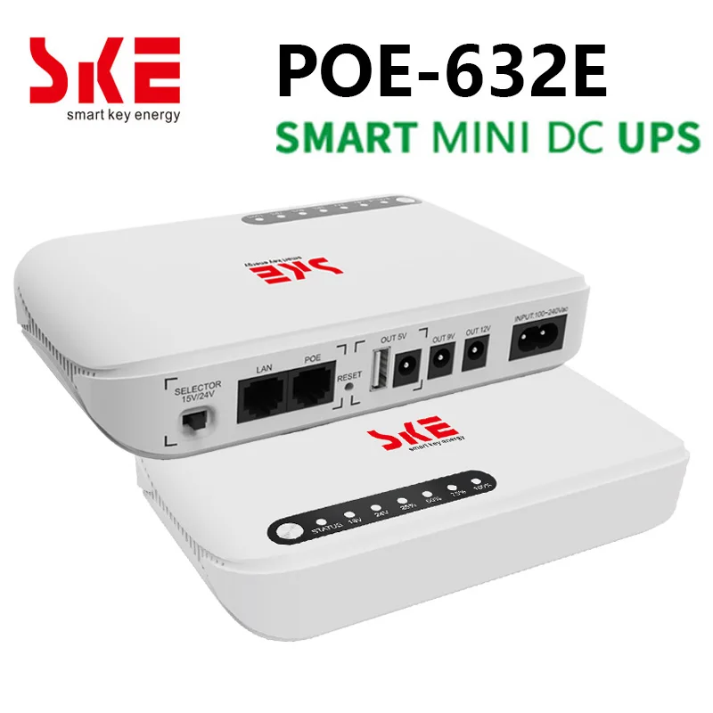 SKE Wall-mounted MINI UPS Battery Backup 8800mAh 18650 DC 5V/9V/12V POE 15V/24V 17W Uninterrupted Power Supply SKE Mini DC UPS