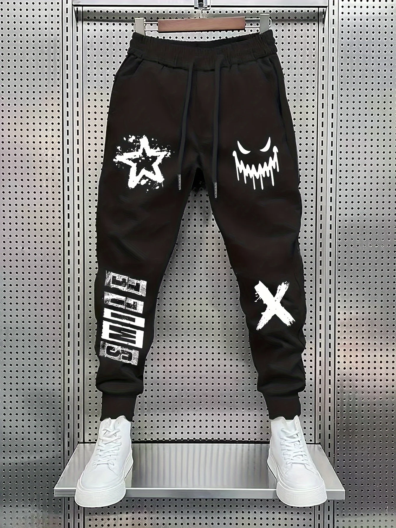 Men's trendy best-selling printed casual pants for autumn and winter, fleece jogging pants