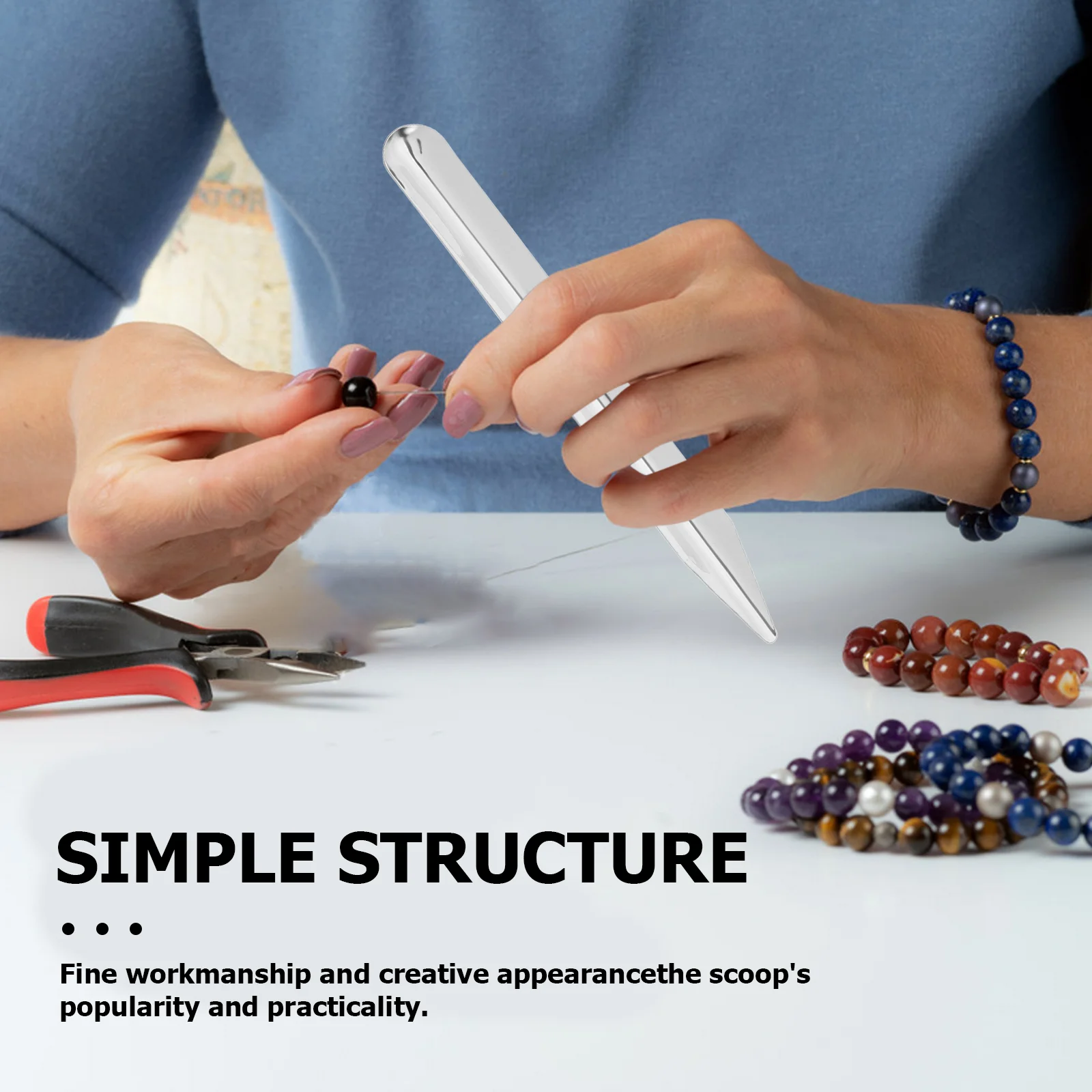 2 pezzi di gioielli in acciaio inossidabile cucchiaio per perline accessorio perline sfuse distanziatore gemme argento scooper strumento da viaggio