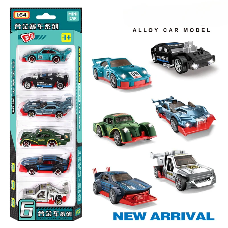 1:64 Alloy retro racing car 6-piece set vintage car model sports car children's toy collection gift