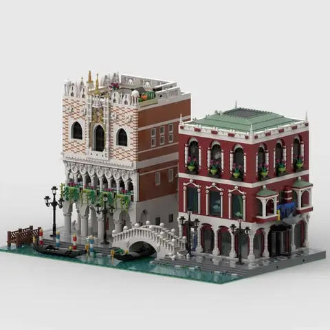 MOC-84806Berömd gatuvy över Venedigs palats och broar Byggklossmodell10262Delar Pojkar och barnJulbyggklossar 12 best sales Lego Thailand-palatset - №3
