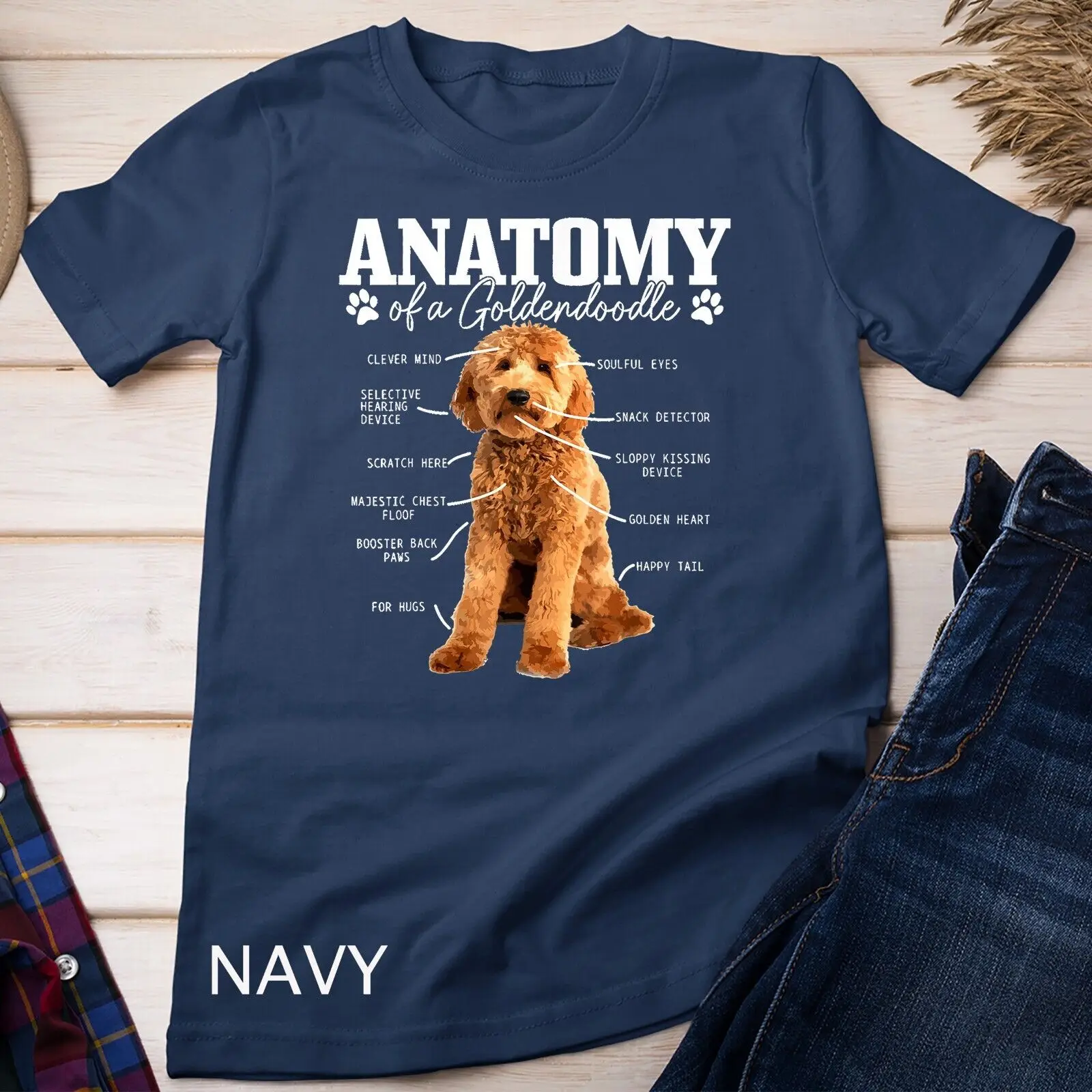 T-shirt unisexe Anatomy Of A Goldendreluckold Dad, chien mignon drôle