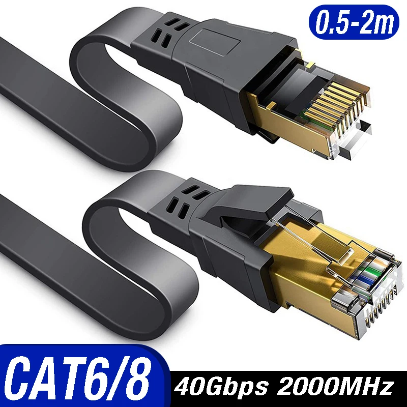 Ethernet Cable Cat8 High Speed RJ45 40Gbps 2000MHz Internet Network Patch Cord for Laptop PS5 Router Modem Cat 8 6 Network Cable