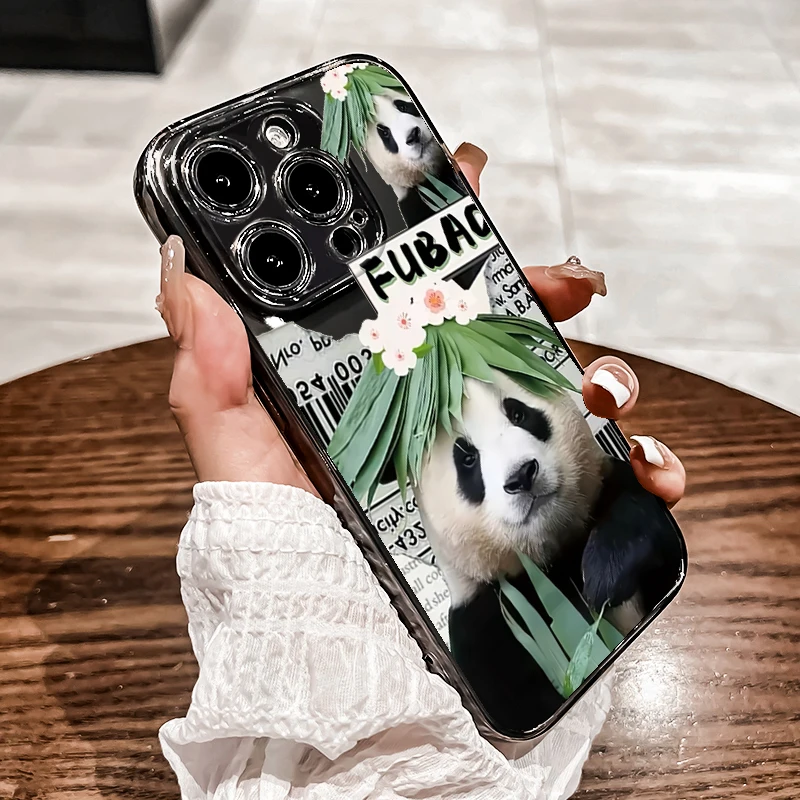 Fubao\'s top cute pandas are suitable for iPhone 15 Promax Phone Case iPhone 14/13/12mini New Suitable for XR Silicone XSCute 7/8