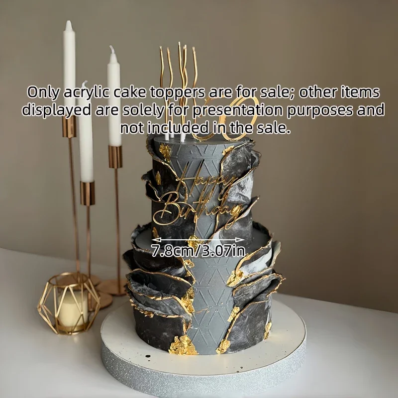 2026 Neuer Goldener Acryl-Geburtstagstorten-Topper für Kinderpartys, Dessertdekoration für Babypartys, Backzubehör für fröhliche Feiern – Detail 8